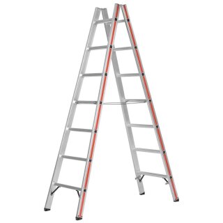 Alu-Spossenstehleiter beidseitig begehbar, Holme aus Strangpressprofil, 2x5 Sprossen, Höhe 1500 mm, Gewicht 5,8 kg