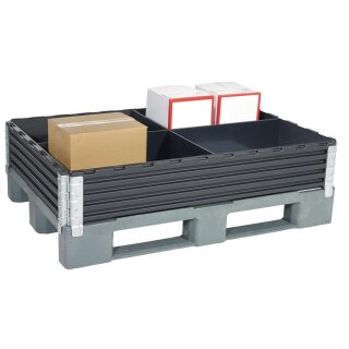 Aufsatzrahmen-Raumteiler PE-RE schwarz, BxTxH 800x1200x200 mm, 4-fach, VE 2 Stück