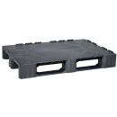 Kunststoffpalette, PE-RE, schwarz, Oberdeck geschl., mit...