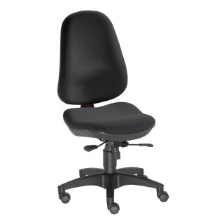 Bürodrehstuhl, Gr.XL, Sitz-BxTxH 460x440x430-530 mm, Lehnenh. 560-610 mm, Punkt-Synchronm., Lendenwirbelstütze, Bandscheibensitz, Bezug schwarz
