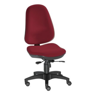 Bürodrehstuhl, Gr.XL, Sitz-BxTxH 460x440x430-530 mm, Lehnenh. 560-610 mm, Punkt-Synchronm., Lendenwirbelstütze, Bandscheibensitz, Bezug bordeaux