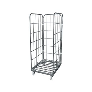Rollbox, 3-seitig, Nutzhöhe 1650 mm, LxBxH 810x720x1850 mm, Bodenplatte aus Stahl, verzinkt