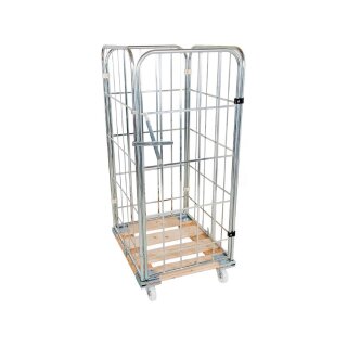 Rollbox, 4-seitig (1 Tür), Nutzhöhe 1460 mm, LxBxH 810x720x1640 mm, Bodenplatte aus Holz, natur