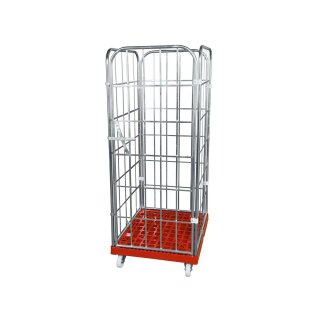 Rollbox, 4-seitig (1 Tür), Nutzhöhe 1650 mm, LxBxH 810x720x1850 mm, Bodenplatte aus HDPE, RAL 3000 feuerrot