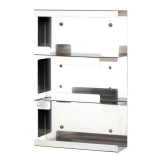 Edelstahl Halterung, 3-fach für Handschuhboxen, offen, 250x80x390 mm, inkl. Montagematerial