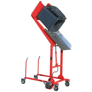 Mülltonnen-Kippstation mit Fußpumpe, LxBxH 1570x980x1720 mm, RAL 3000 feuerrot