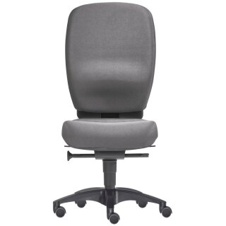 Gesundheits-Bürodrehstuhl bis 130 kg, Sitz-BxTxH 490x450-490x410-540 mm, Lehnenh. 600 mm, Synchronm.,Bandscheibensitz,Sitztiefenverstellung,dunkelgrau