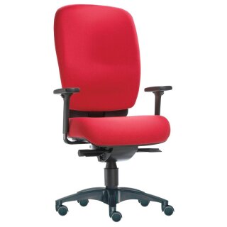 Gesundheits-Bürodrehstuhl bis 150 kg, Sitz-BxTxH 490x450-490x410-540 mm, Lehnenh. 600 mm, Synchronm., Bandscheibensitz, rot, Poly Fk