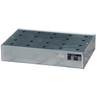 Kleingebindewannen aus verzinktem Stahlblech für Paletten, BxTxH 400x600x120 mm, Auffangvolumen 20 l, Traglast 50 kg, Gewicht 16 kg, Lochrost