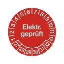 Hinweisschild, Elektr. geprüft 2027, PVC-Folie, rot,...