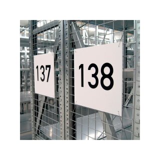 Regalzeilenschild, weiß, 300 mm breit, 300 mm hoch, Kunststoff, PVC-Hartschaum, 3 mm stark, Schrifthöhe 175 mm, individuelle Aufschrift