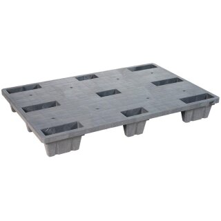 Kunststoffpalette L1200xB800xH140mm 9 Füße geschlossen PE/PP-Recycling Mix anthrazit-schwarz