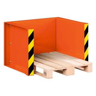 Paletten-Stapel-Station für 5x Europaletten, BxTxH 1020x945x740 mm, aus 4mm Blech, RAL 2004 reinorange