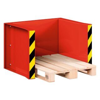 Paletten-Stapel-Station für 5x Europaletten, BxTxH 1020x945x740 mm, aus 4mm Blech, RAL 3000 feuerrot
