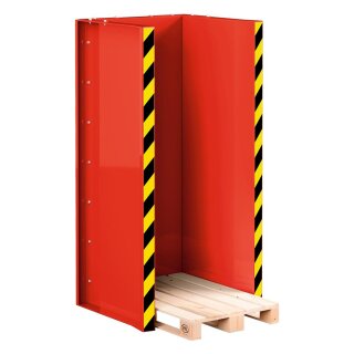 Paletten-Stapel-Station für 15x Europaletten, BxTxH 1020x945x2145  mm, aus 4mm Blech, RAL 3000 feuerrot