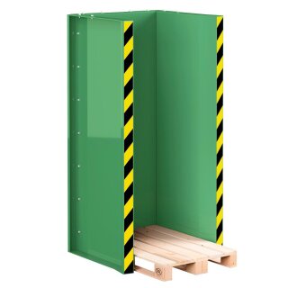 Paletten-Stapel-Station für 15x Europaletten, BxTxH 1020x945x2145  mm, aus 4mm Blech, RAL 6011 resedagrün