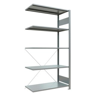 Steckregal, Anbaufeld, verzinkt, 5 Fachböden, Fachlast 150 kg, Feldlast 1300 kg, BxTxH 1000x500x2000 mm