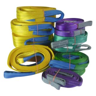 Hebeband-Sortiment 12 tgl., TG von 1000-3000 kg, Längen von 2-6 m, Farben gelb, grün, violett