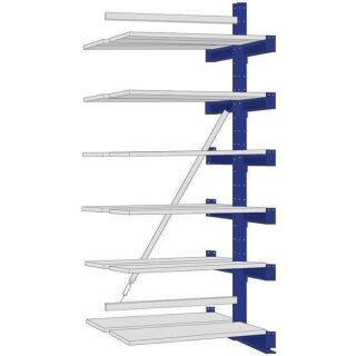 KARL-Kragarmregal Stahlfachboden Anbaufeld HxB 2500x1000x500 mm doppelseitig
