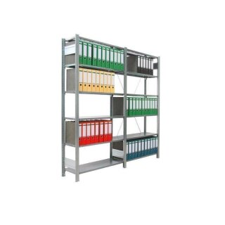 100m Ordnerregal für Standard-Ordner Höhe 2m | Tiefe 30cm mit 6 Stahlfachböden/5 Ordnerebenen