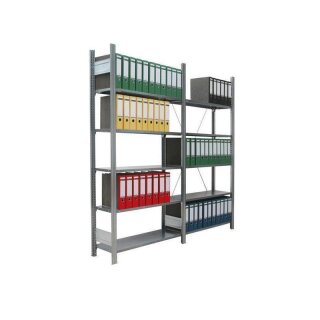 1m Ordnerregal für Standard-Ordner Höhe 2,3m | Tiefe 30cm mit 7 Stahlfachböden/6 Ordnerebenen